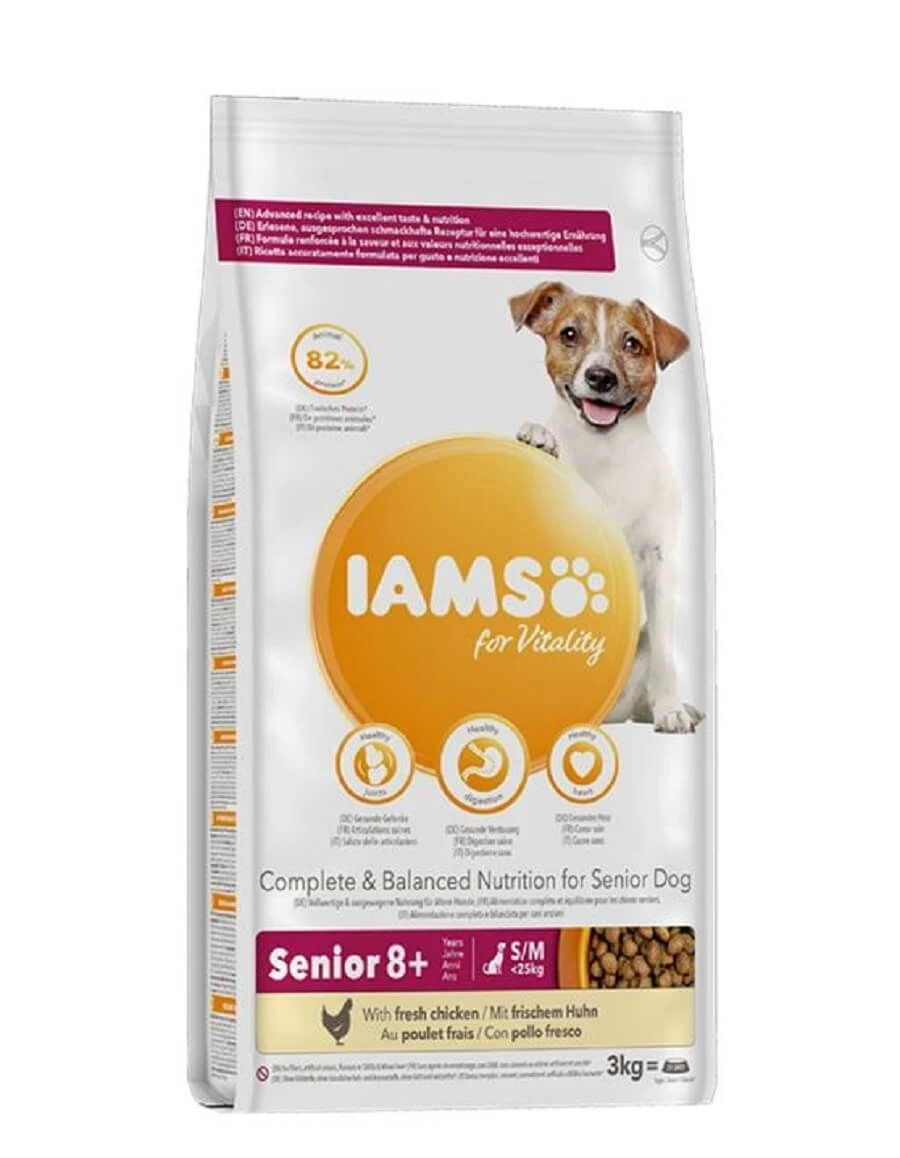 IAMS Vitality Croquettes Chien Senior Petite Et Moyenne Race Poulet 3 Kg