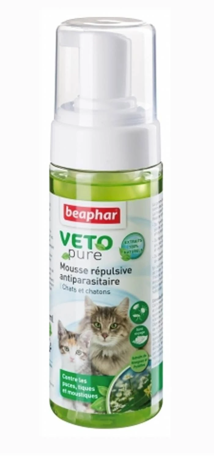 Beaphar VETOpure Mousse Répulsive Antiparasitaire Pour Chat 150 Ml 3 Beaphar VETOpure Mousse Répulsive Antiparasitaire Pour Chat 150 Ml