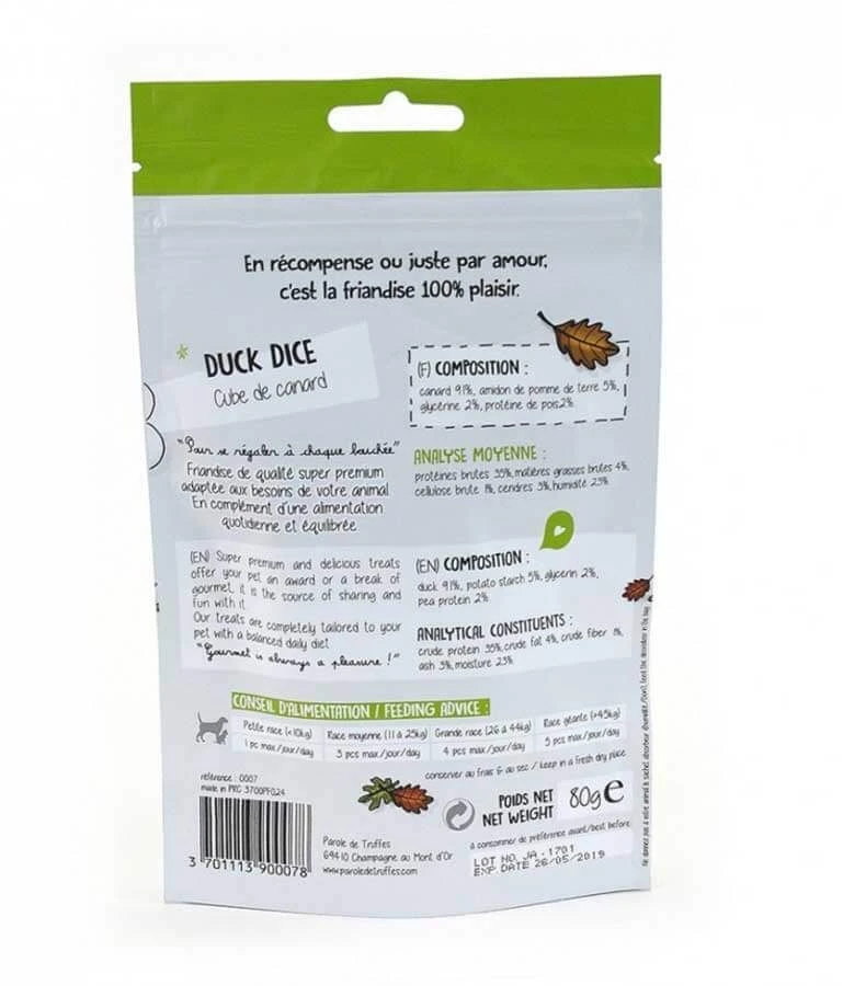 Parole De Truffes Friandises Cubes De Canard Pour Chien 80 G - Destockage 4 Parole De Truffes Friandises Cubes De Canard Pour Chien 80 G - Destockage – Image 2